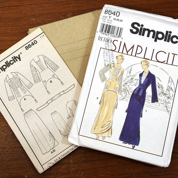 Simplicity Retro Pattern 8640 Sz 18-20 Edwardian Dress Drop Tunic NWT NOS - Picture 4 of 6